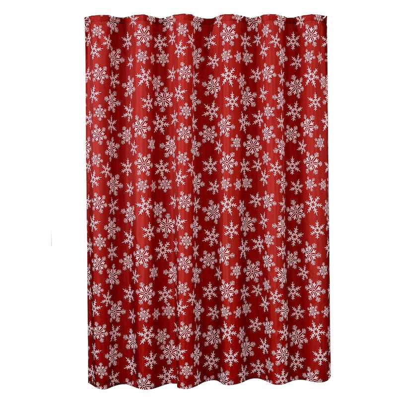 Violet Linen Decorative Christmas Printed Snowflakes Design Red Shower
